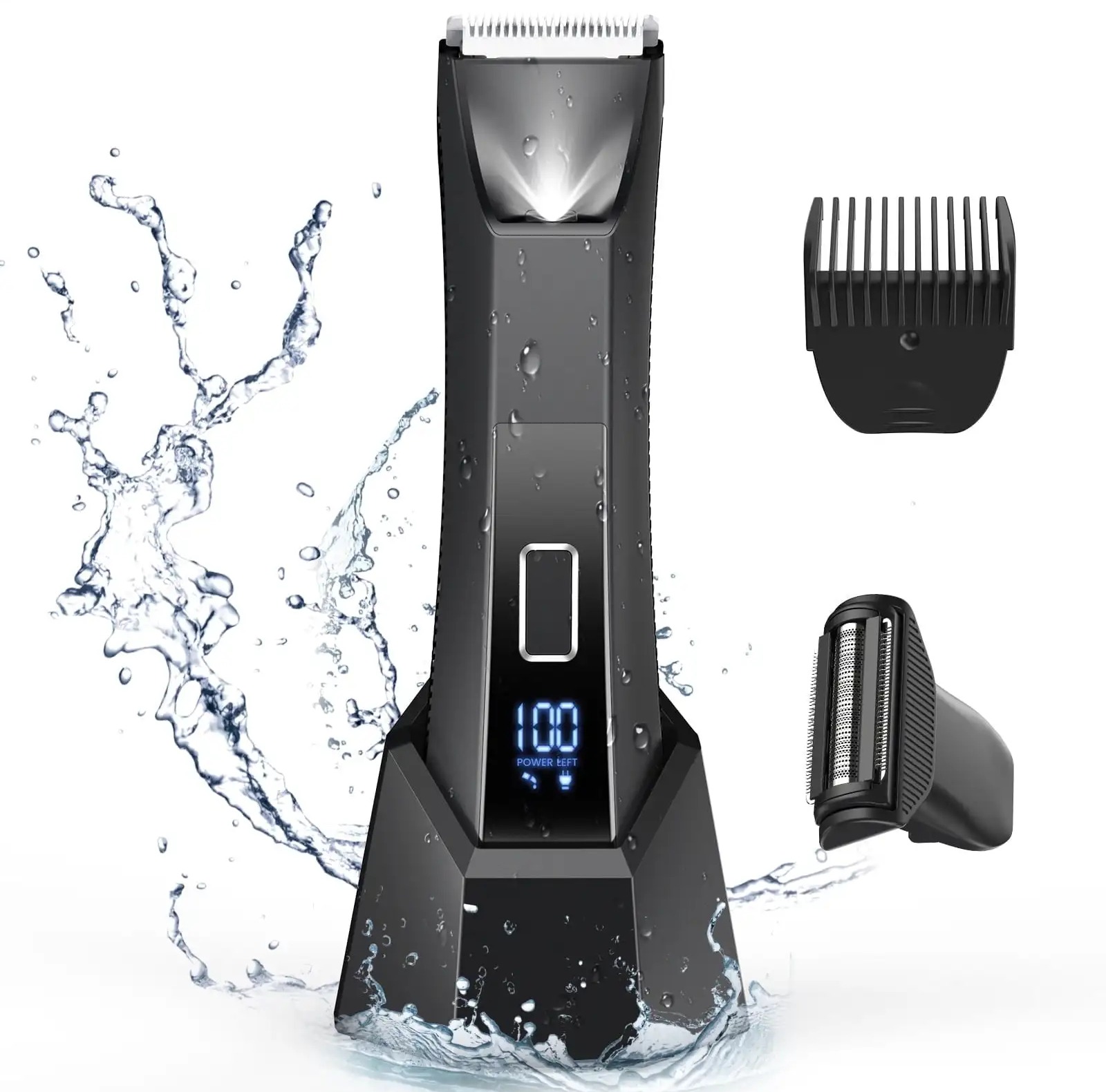 Manscape Trimmer para homens, navalha elétrica pubiana de cabeça dupla, barbeador de bola de virilha para homens, IPX7 à prova d'água
